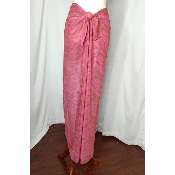 VIX Cover Up Pareo Pants L Pink Mesh Diani Zebra Sheer Resortwear - Picture 3 of 10